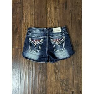 Vigoss Jean Shorts Women’s 5/6 3.5 Inch Blue Y2K Skater Emo Grunge Studded Bling